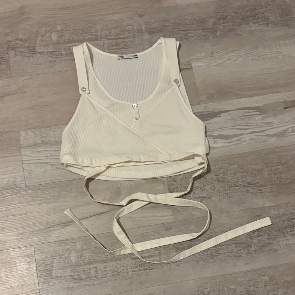 Zara Cream Wrap Tank Top